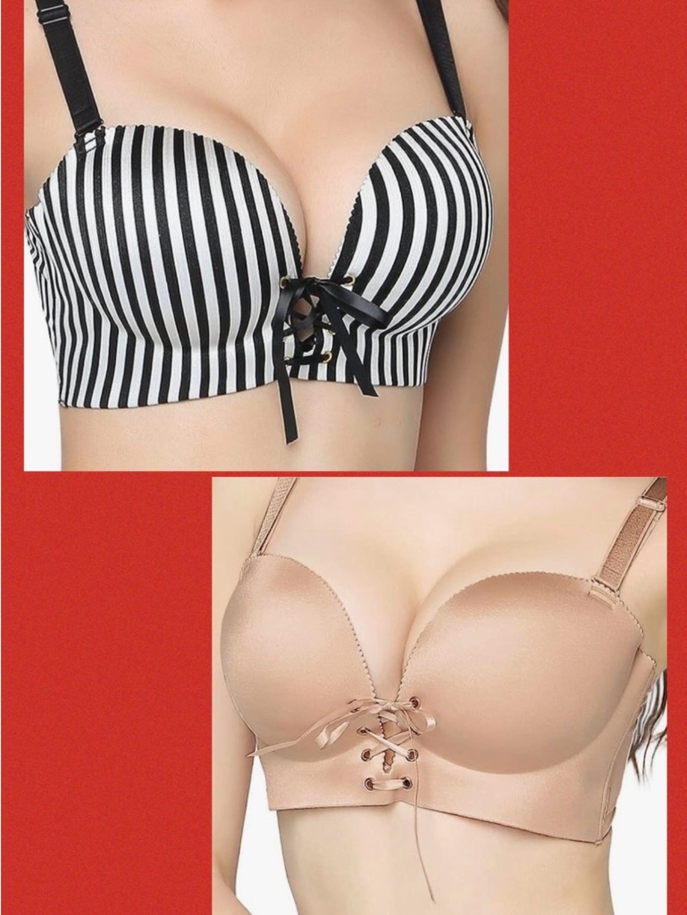 LOT OF 2 Bras:  add 2 cup sizes. Pushup, corset style